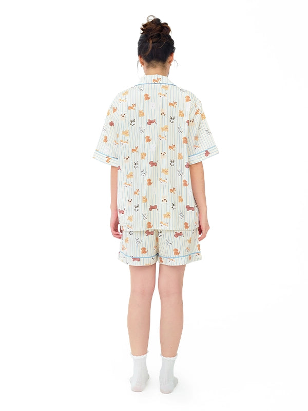 Cream Pup Shorts Set
