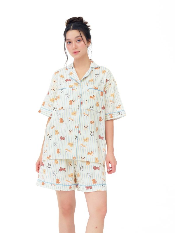 Cream Pup Shorts Set