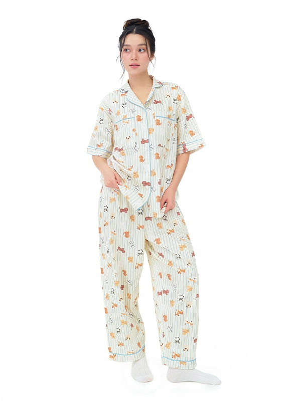 Cream Pup Pants Set